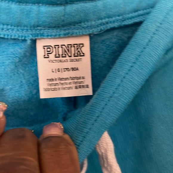 NWOT Women’s L PINK By Victoria Secret Sweatpants Logo on Leg Drawstring Pockets - Picture 5 of 11